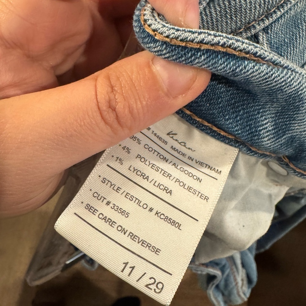 Kancan Women's Blue Distressed Denim Button Fly High Rise Mom Jean - Picture 7 of 7